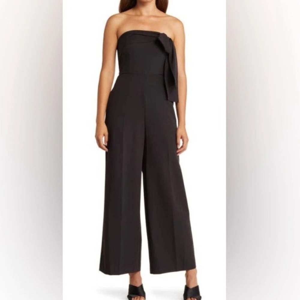 Sam Edelman Strapless Bow Wide-Leg Black Jumpsuit Sz 2 NWT